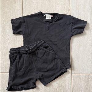Zara Kids Black Short Sleeve Top and Shorts Matching Set